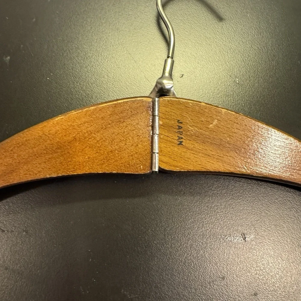Vintage Folding Wooden Coat‎ Hanger Clothes with Brush Made in Japan